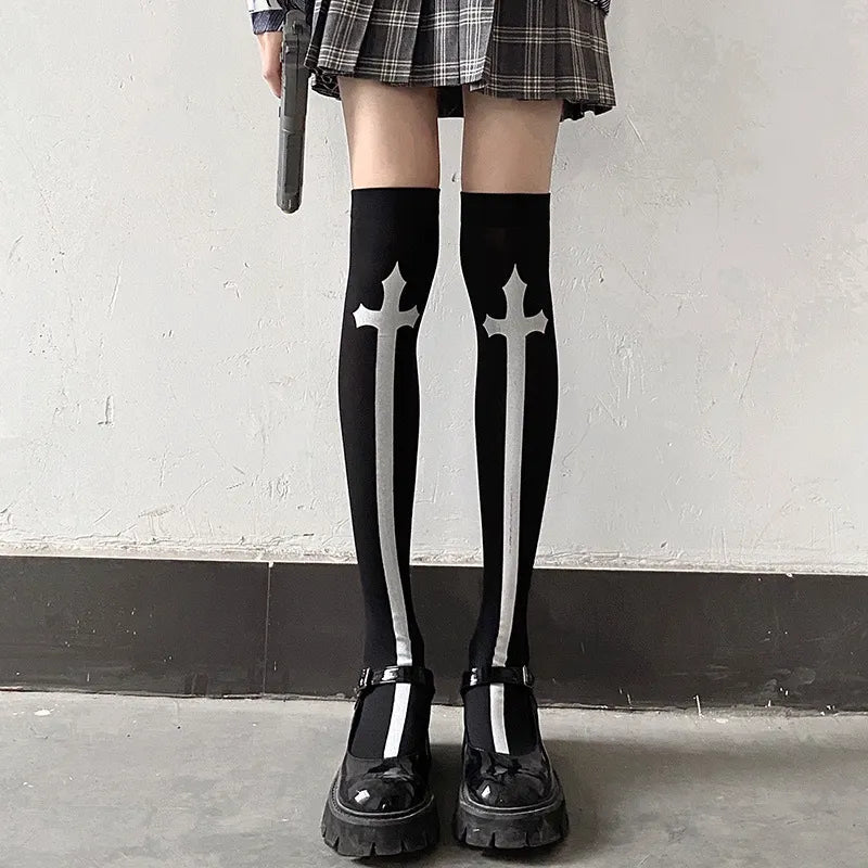 クロスボーダーのクロスストッキングはハロウィーンの靴下の蜘蛛の巣を印刷します。 NOCTONE