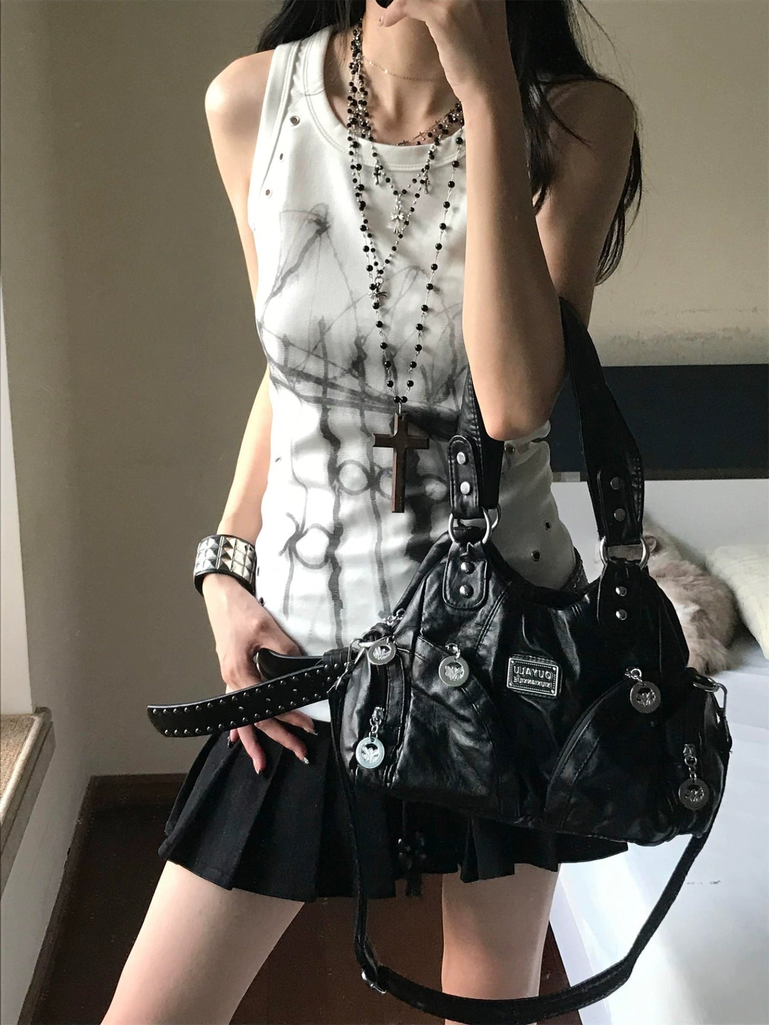 Abi ストリートスタイルレーサーバックベストレディース夏新作サブカルチャープリントベースサスペンダーピュアラストスタイルホットトップス NOCTONE